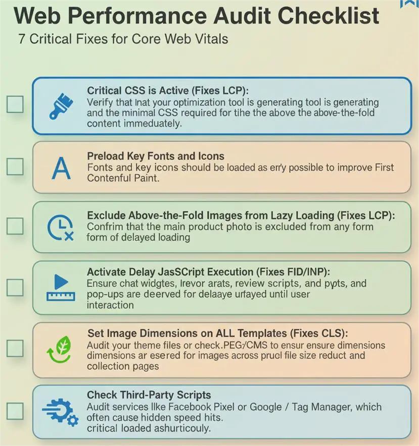 the-e-commerce-7-point-speed-guarantee-checklist.jpg The 7-point technical checklist for achieving a guaranteed 90+ mobile speed score in e-commerce performance audits.
