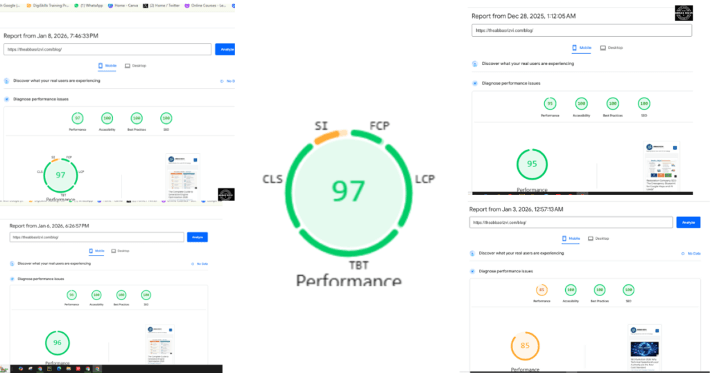 TheAbbasRizvi.com passing all Core Web Vitals including LCP and CLS for Technical SEO for GEO.